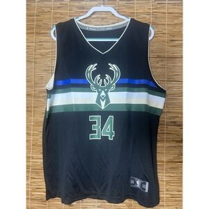 XL-Milwaukee Bucks Giannis Antetokounmpo Black Jersey 34 Mens NO BACK LETTERING
